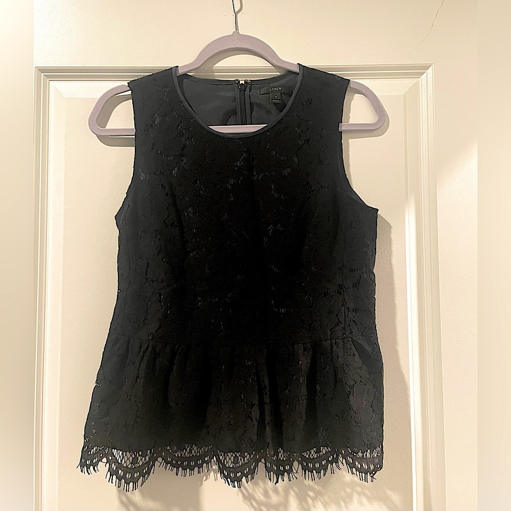 J Crew Sleeveless Lace Peplum Top